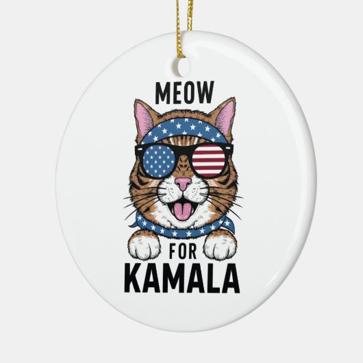 Miauw Voor Kamala Verkiezing Kat Lady Cadeau Keramisch Ornament (Links)