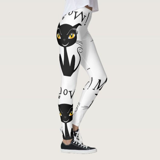 Miauw! Whimsical Black Cat Leggings (Rechts)