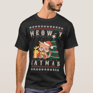 Miauw-y Catmas Kat Kerstboom Xmas Meisjes Jongens  T-shirt