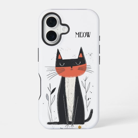 Miauw. Zelfverzekerde kat illustratie iPhone 16 Hoesje (Achterkant)