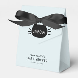 Miauw Zwart Kat Gezicht Blauw Jongen Baby shower Bedankdoosjes