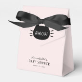 Miauw Zwart Kat Gezicht Roze Meisje Baby shower Bedankdoosjes (Voorkant Zijde)