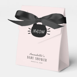 Miauw Zwart Kat Gezicht Roze Meisje Baby shower Bedankdoosjes