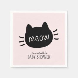 Miauw Zwart Kat Gezicht Roze Meisje Baby shower Servet