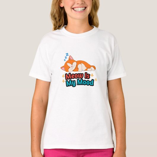 Miauwen Is Mijn Stemming Moppige Kat T-shirt (Voorkant)