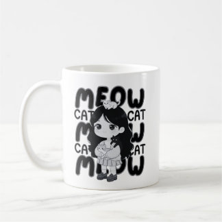 Miauwende Kattenliefhebber Esthetische Chibi Meisj Koffiemok