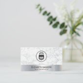 Mic | Blogger | Podcast Host | Marmer Metaal Visitekaartje (Staand voorkant)