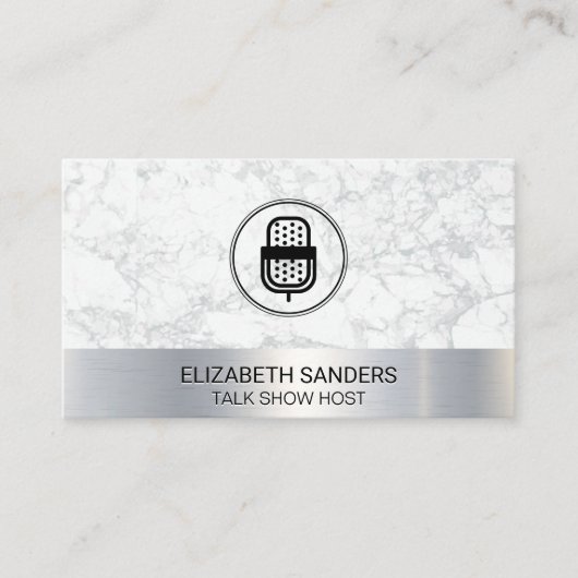 Mic | Blogger | Podcast Host | Marmer Metaal Visitekaartje (Voorkant)