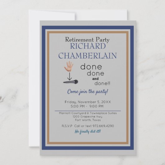 Mic Drop Blue Green Retirement Party Uitnodigen Kaart (Voorkant)