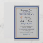 Mic Drop Blue Green Retirement Party Uitnodigen Kaart (Voorkant / Achterkant)