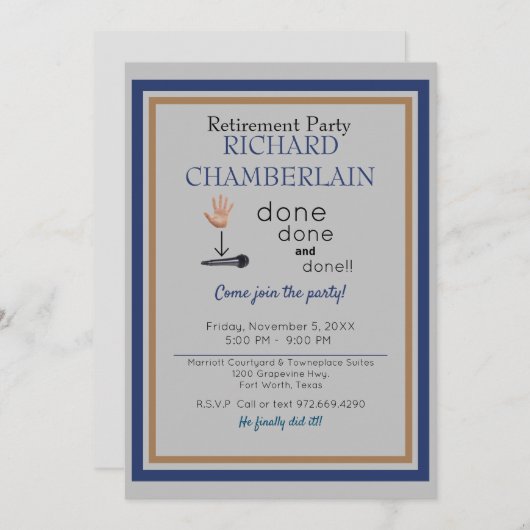 Mic Drop Blue Green Retirement Party Uitnodigen Kaart (Voorkant / Achterkant)