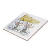 Mic en Mac die de Tegel van de kaas binnenhalen Tegeltje (Zijkant)