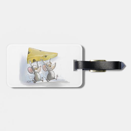 Mic en Mac die het Bagagelabel op de kaas binnenha (Achterkant horizontaal)