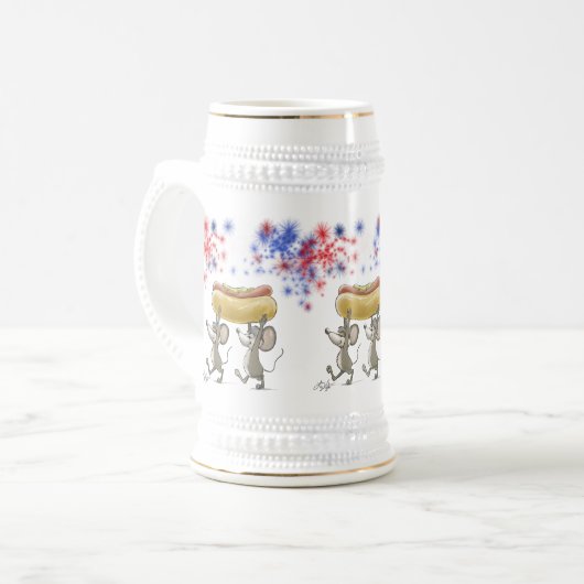 Mic en Mac's 4e van juli... picknick Stein Bierpul (Voorkant links)