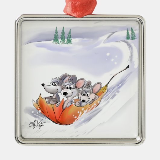 Mic, Mac And Moe's Winter Holiday Square Ornament (Voorkant)