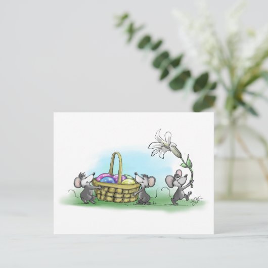 Mic, Mac en Moe's Gelukkig Pasen Feestdagenkaart (Staand voorkant)