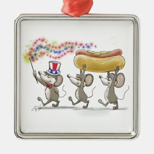 Mic, Mac en Moe's Happy 4e Premium Square Ornament (Voorkant)