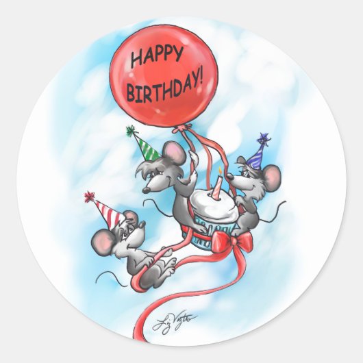 Mic, Mac en Moe's Happy Birthday Celebration Ronde Sticker (Voorkant)