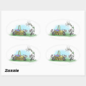 Mic, Mac en Moe's Happy Easter Ovale Sticker (Vel)