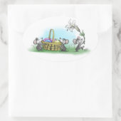 Mic, Mac en Moe's Happy Easter Ovale Sticker (Tas)