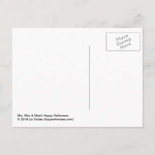 Mic, Mac en Moe's Happy Halloween Feestdagenkaart (Achterkant)