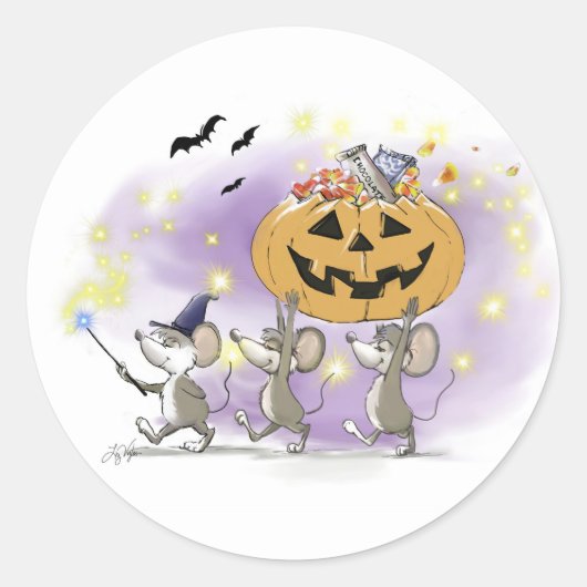 Mic, Mac en Moe's Happy Halloween Ronde Sticker (Voorkant)