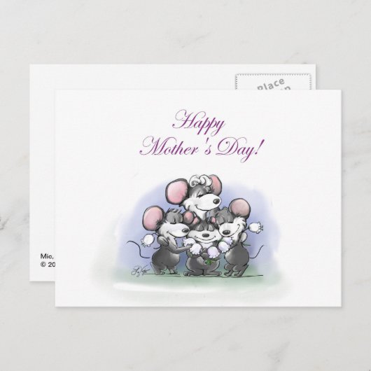 Mic, Mac en Moe's Happy Moederdag Feestdagenkaart (Voorkant / Achterkant)