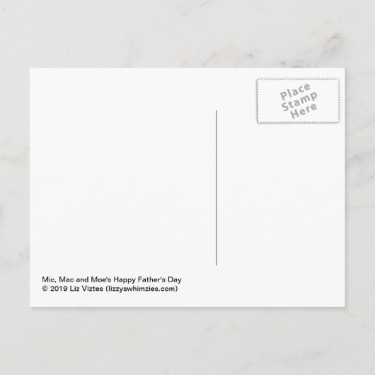 Mic, Mac en Moe's Happy Vaderdag Feestdagenkaart (Achterkant)