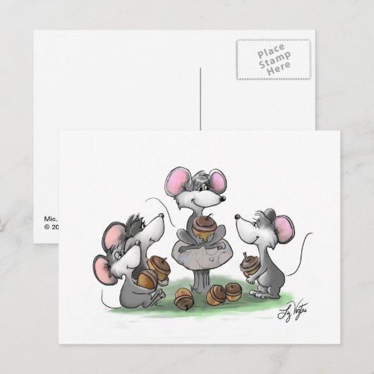 Mic, Mac en Moe's Happy Vaderdag Illustratie Feestdagenkaart (Voorkant / Achterkant)