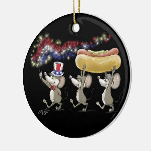 Mic, Mac en Moe's vierde van juli picknick Keramisch Ornament (Links)