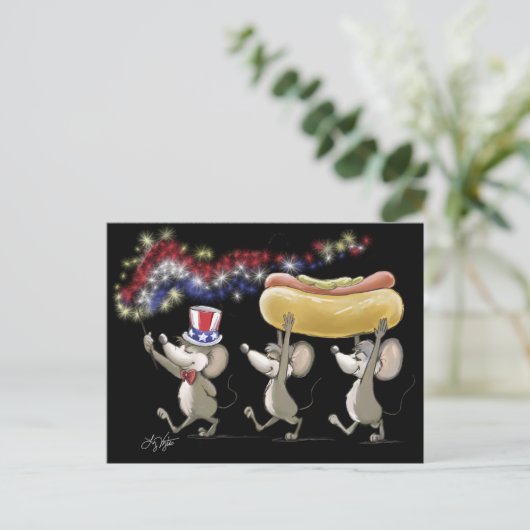 Mic Mac & Moe's 4e van juli Picnic Briefkaart (Staand voorkant)