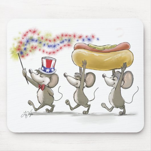 Mic, Mac & Moe's Happy 4 juli Mousepad Muismat (Voorkant)