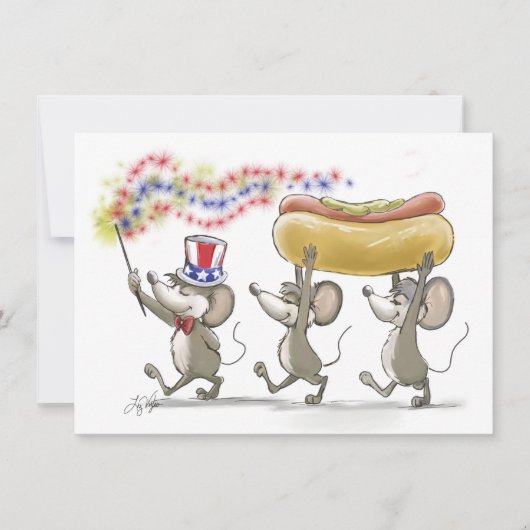 Mic, Mac & Moe's Happy 4 juli Uitnodigingen (Voorkant)