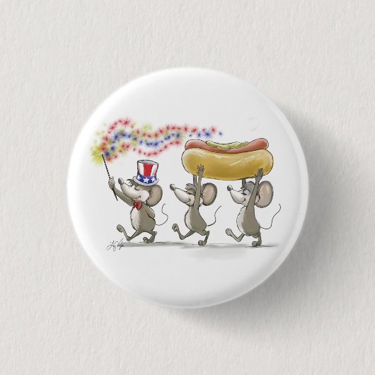 Mic, Mac & Moe's Happy 4th van juli Button (Voorkant)