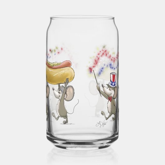 Mic, Mac & Moe's Happy van 4 juli Blikvorm Glas (Rechts)