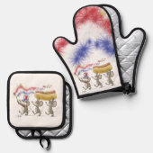 Mic, Mac & Moe's Happy van 4 juli Ovenwant & Pannenlap Set (Voorkant / Achterkant)