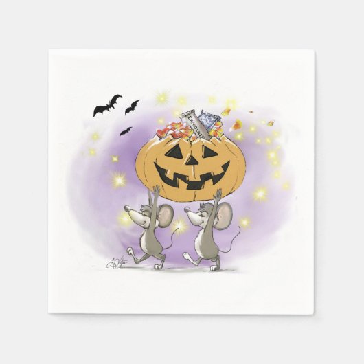 Mic & Mac's Happy Halloween Pumpkin-behandelingen Servet (Voorkant)