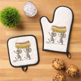 Mic & Mac's Picnic Oven Mitt en Pothouders Ovenwant & Pannenlap Set