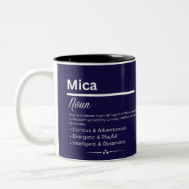 Mica, Girl Personalized Name Definition Mug Tweekleurige Koffiemok