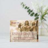 Micah 6:8 bijbelgeheugenkaart briefkaart (Staand voorkant)