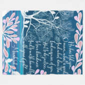 Micah 6:8 Blauwgroen Blauwe Boom Bijbelverse Fleece Deken (Voorkant (Horizontaal))