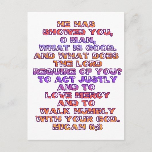 Micah 6:8 briefkaart (Voorkant)
