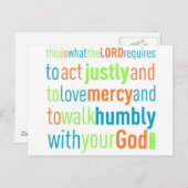 Micah 6:8 briefkaart (Voorkant / Achterkant)