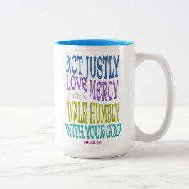Micah 6:8 Colorful Scripture Customizable Tweekleurige Koffiemok
