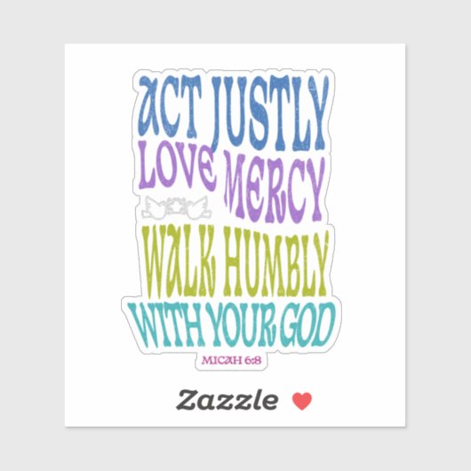 Micah 6:8 Kleurrijke Bijbeltekst Vinyl Sticker (Vel)
