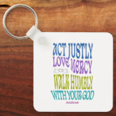 Micah 6:8 Kleurrijke Schriftuur  Sleutelhanger (Voorkant)
