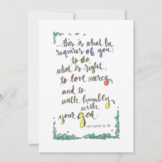 MICAH 6:8 NOTITIEKAARTJE (Voorkant)