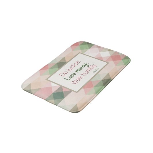 Micah 6:8 Roze Diamond Geometric Bath Mat. Badmat (Gekanteld)
