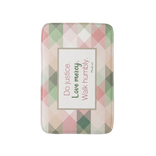 Micah 6:8 Roze Diamond Geometric Bath Mat. Badmat (Voorkant Verticaal)