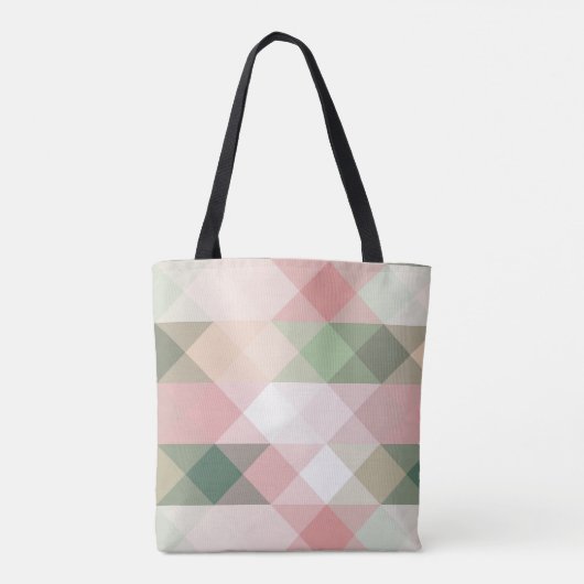 Micah 6:8 Roze & Groene Diamond Geometric Tote Bag (Achterkant)